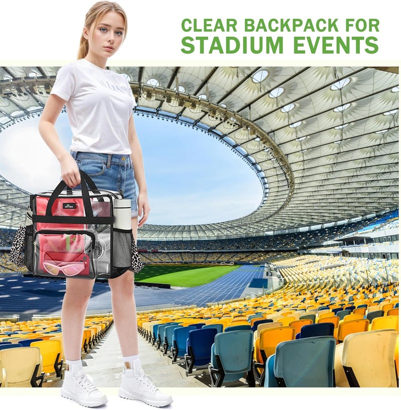 MAYTREE Clear Bag for Stadium Events, 12x6x12 Clear Tote Bag with Removable Strap, Transparent Bag for Concert Sports Festival, Leopard-Strap - Image 2